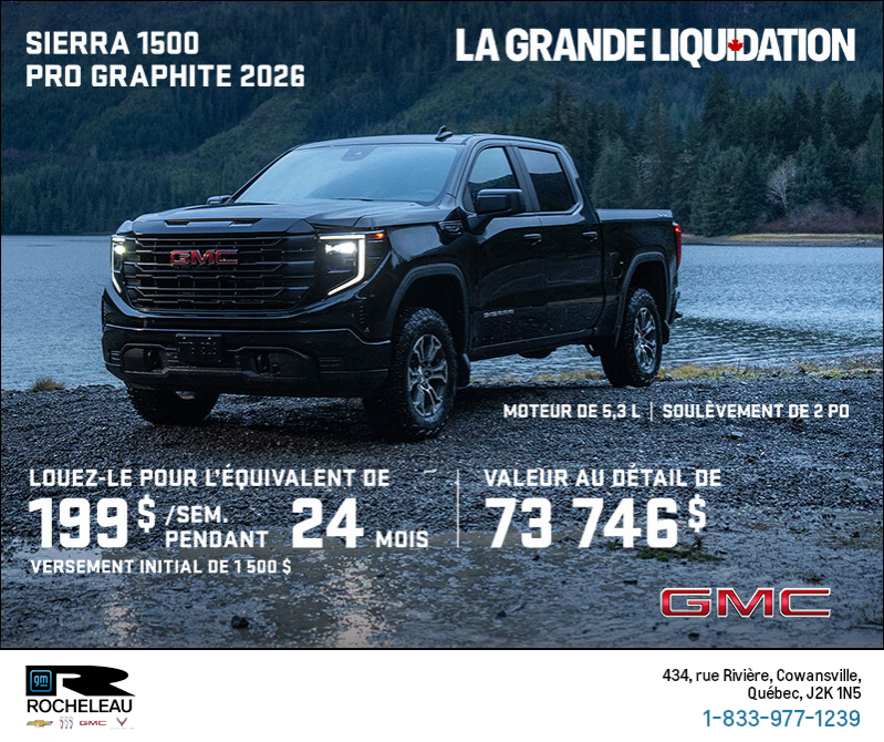 Le GMC Sierra 1500 Pro Graphite 2026 à cabine multiplace