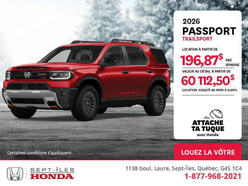 Obtenez le Honda Passport 2026 !
