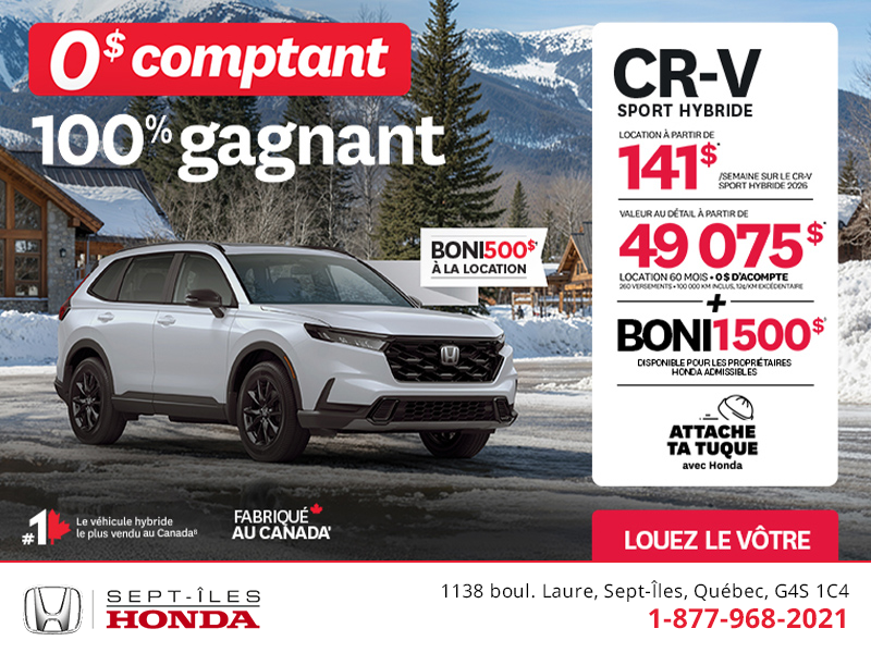Obtenez le Honda CR-V Hybride 2026!