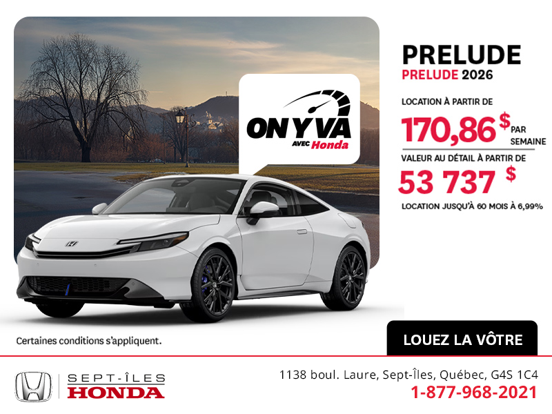 Obtenez la Honda Prelude 2026 !