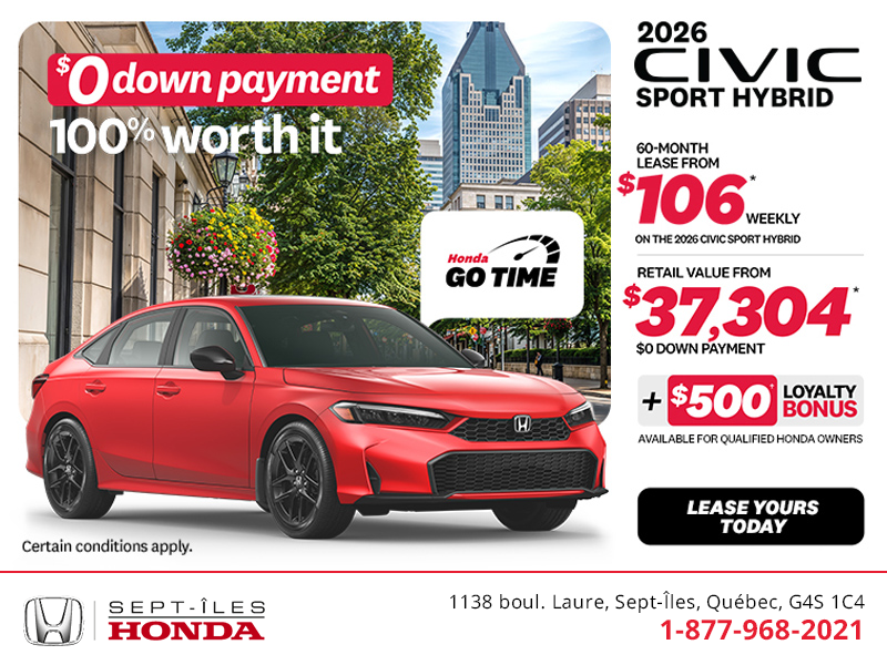 Get the 2026 Honda Civic Sedan Hybrid!