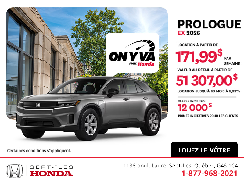 Obtenez la Honda Prologue 2026 !