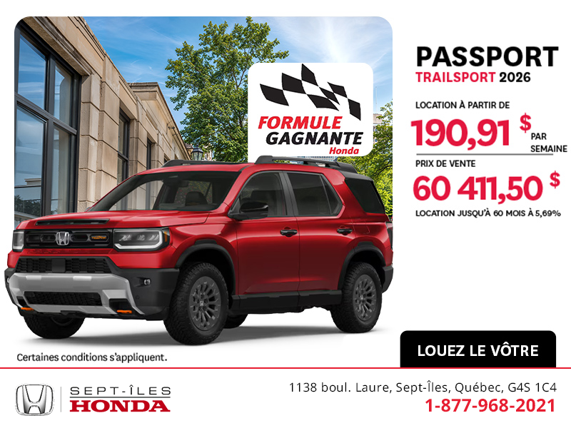 Obtenez la Honda Passport 2026 !