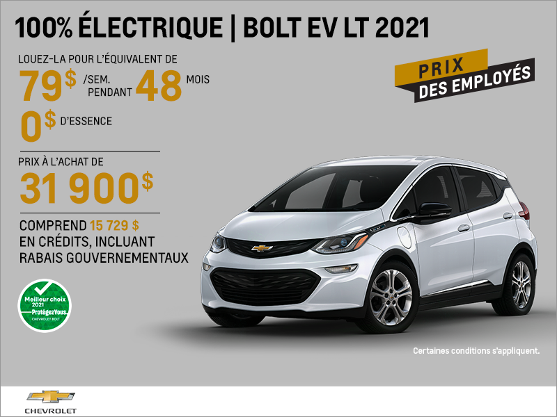 Procurez-vous la Chevrolet Bolt 2021!