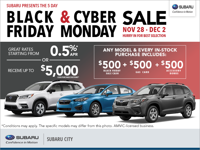 Subaru&#39;s 5 Day Black Friday & Cyber Monday Sale! - Subaru City Promotion in Edmonton