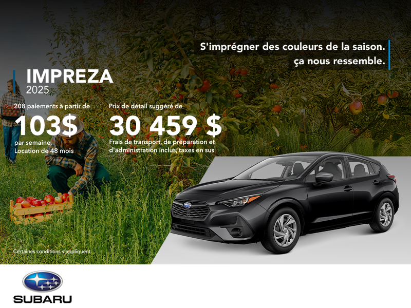 Procurez-vous la Impreza 2025!