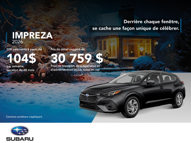 Procurez-vous la Impreza 2026!