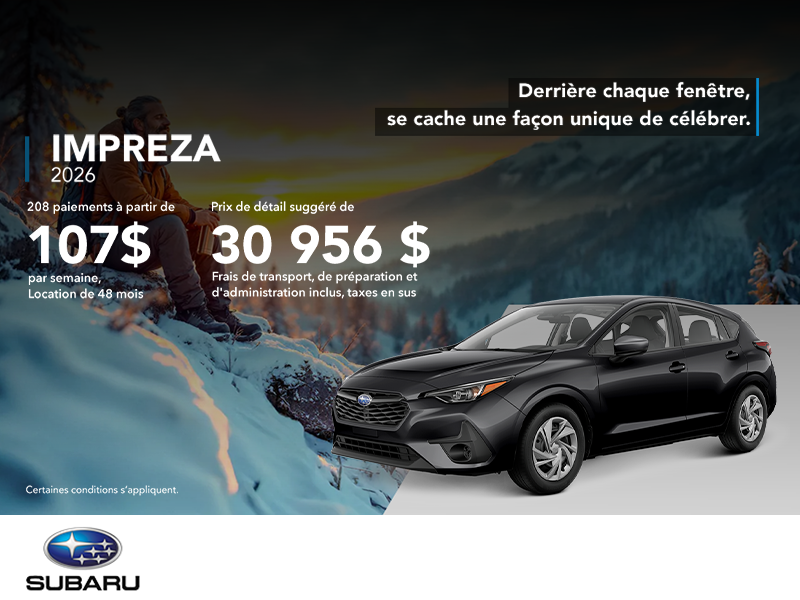Procurez-vous la Impreza 2026!