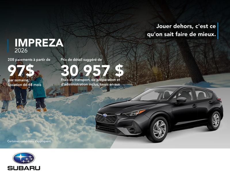 Procurez-vous la Impreza 2026!
