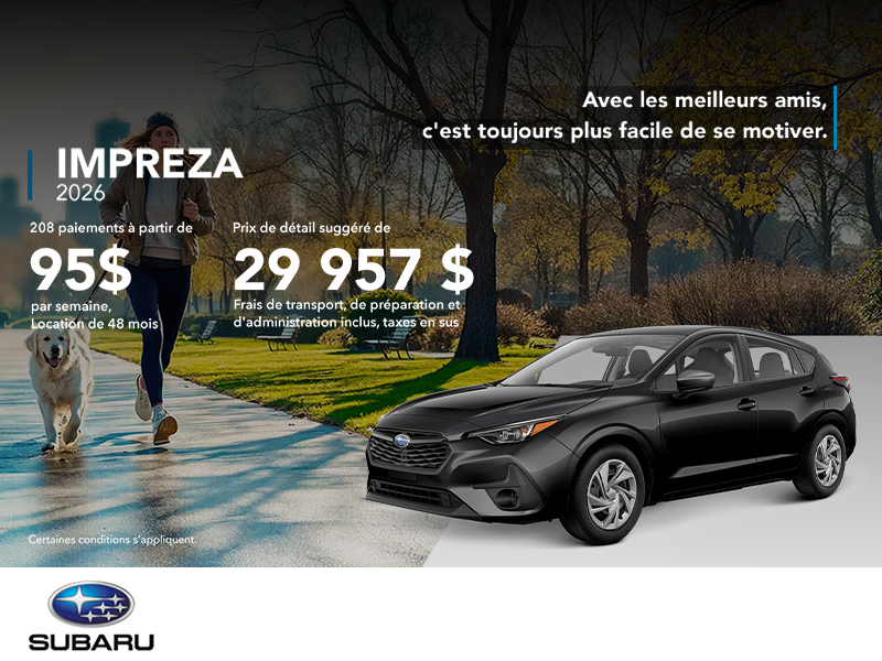 Procurez-vous la Impreza 2026!