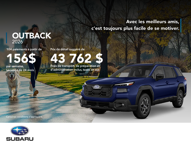Procurez-vous le Outback 2026!