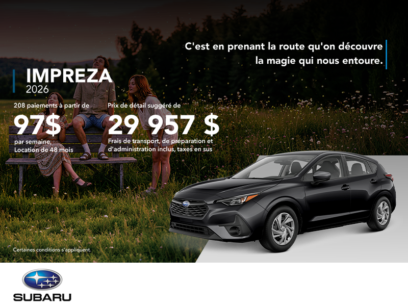 Procurez-vous la Impreza 2026!