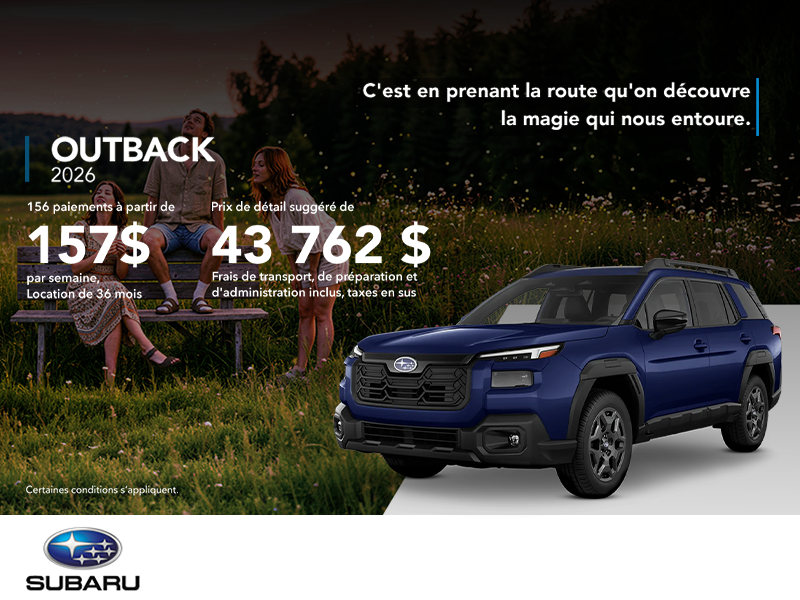 Procurez-vous le Outback 2026!