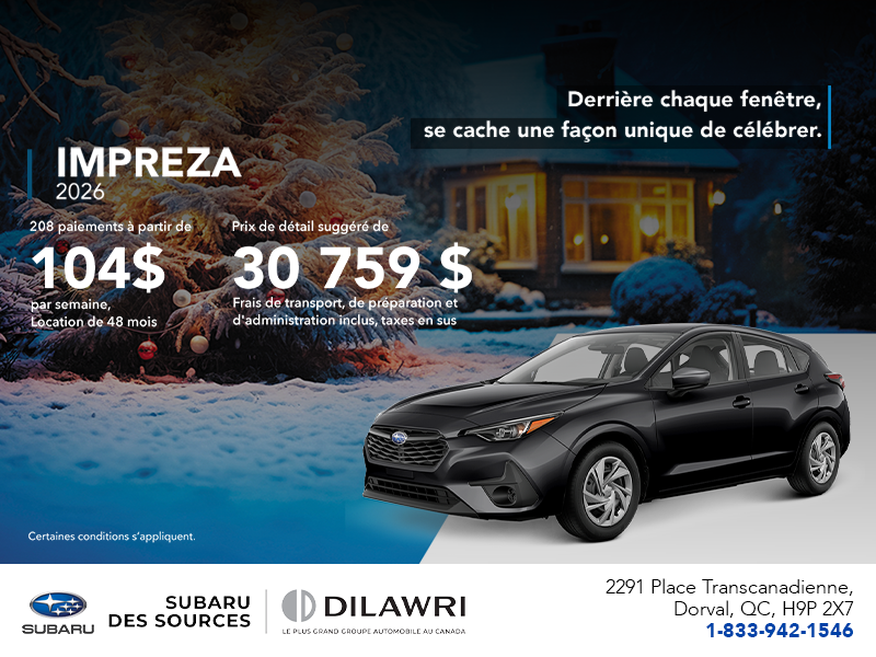 Procurez-vous la Impreza 2026!