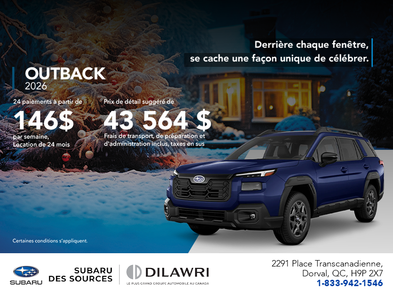 Procurez-vous le Outback 2026!