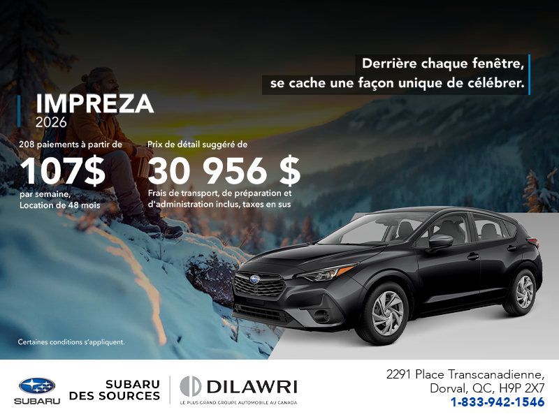 Procurez-vous la Impreza 2026!