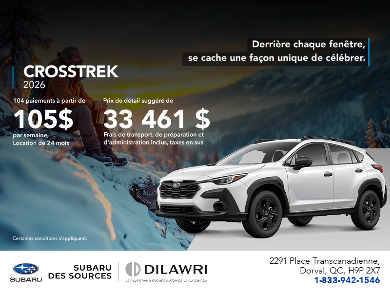 Procurez-vous le Crosstrek 2026!