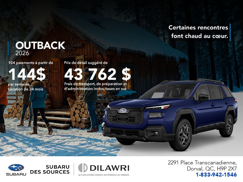 Procurez-vous le Outback 2026!