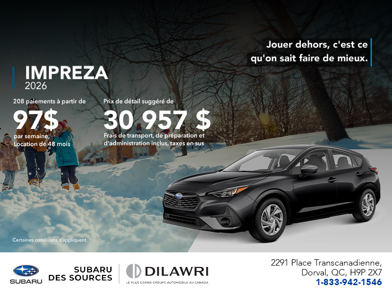 Procurez-vous la Impreza 2026!