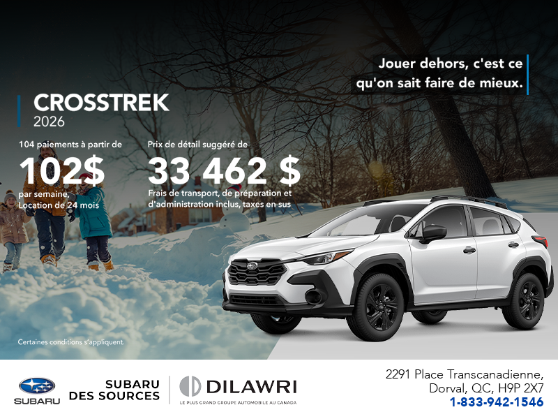 Procurez-vous le Crosstrek 2026!