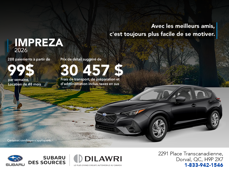 Procurez-vous la Impreza 2026!