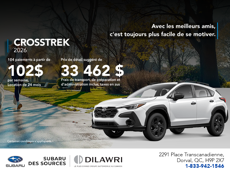 Procurez-vous le Crosstrek 2026!
