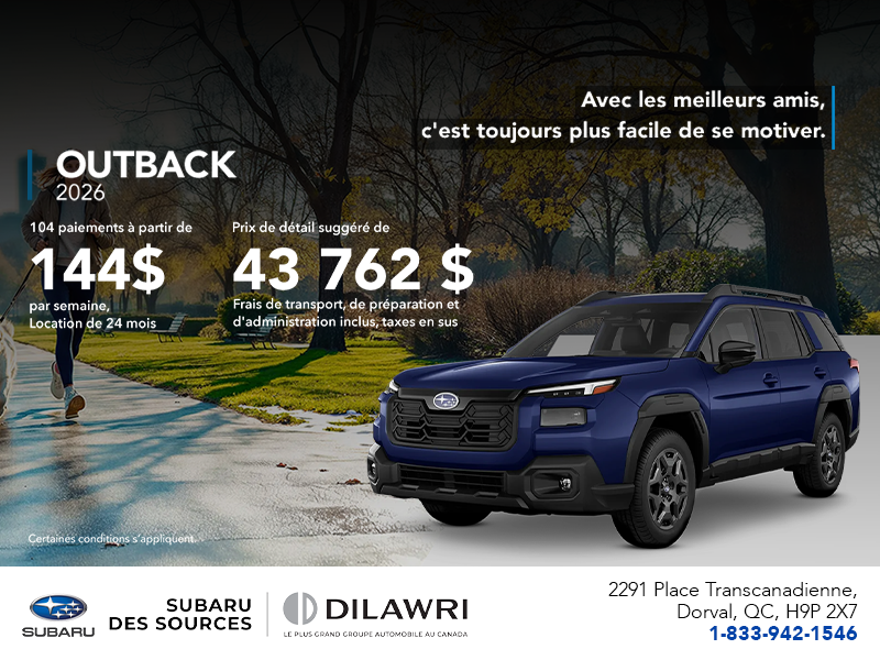 Procurez-vous le Outback 2026!
