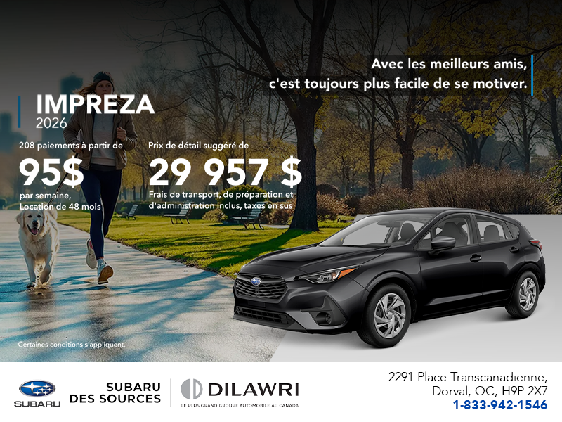 Procurez-vous la Impreza 2026!