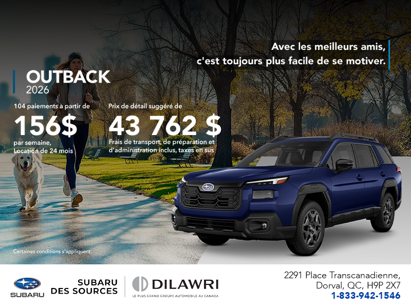 Procurez-vous le Outback 2026!