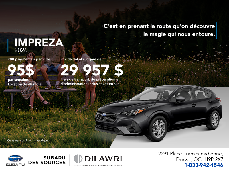 Procurez-vous la Impreza 2026!