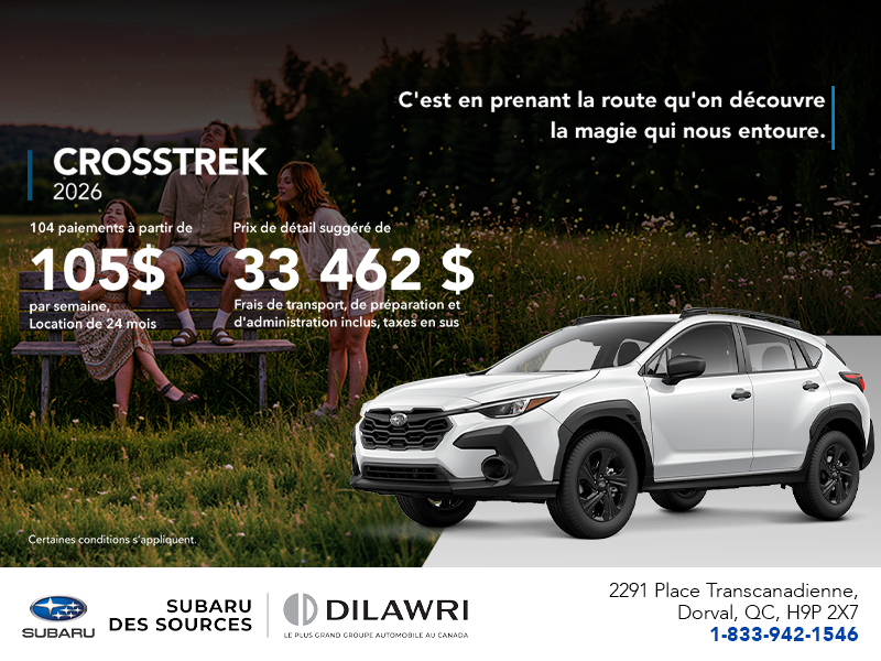 Procurez-vous le Crosstrek 2026!