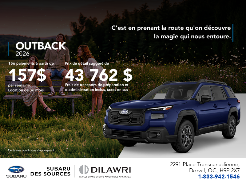 Procurez-vous le Outback 2026!