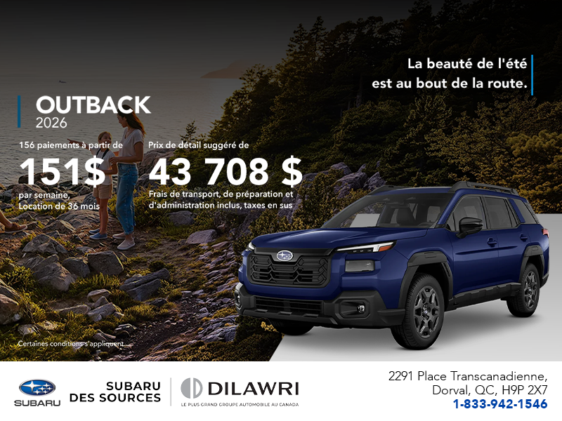 Procurez-vous le Outback 2026!