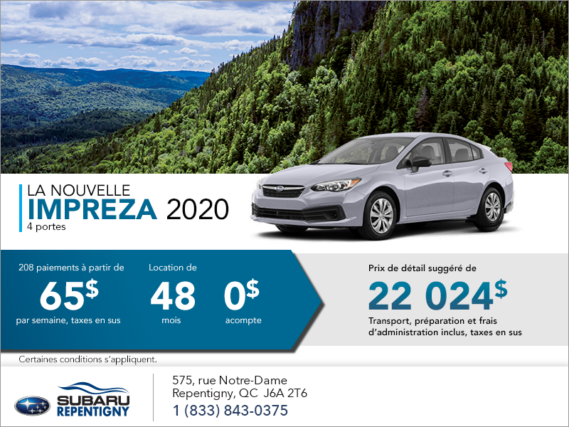 Louez la Subaru Impreza 2020 4 portes!