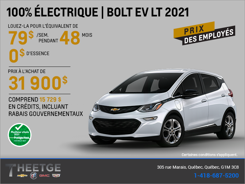 Procurez-vous la Chevrolet Bolt 2021!