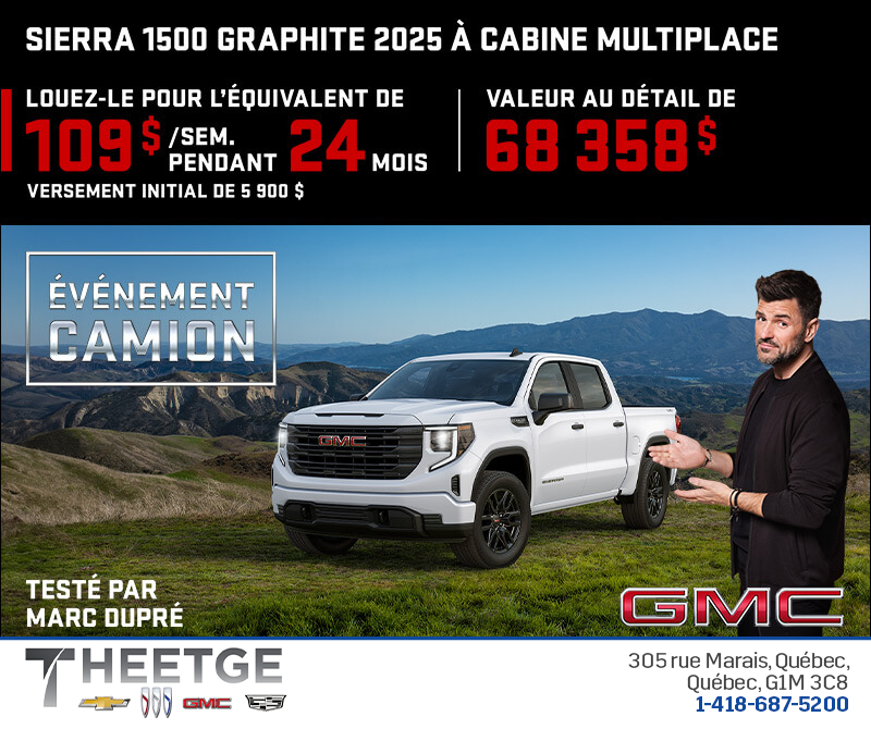 Le GMC Sierra 1500 graphite 2025 à cabine multiplace