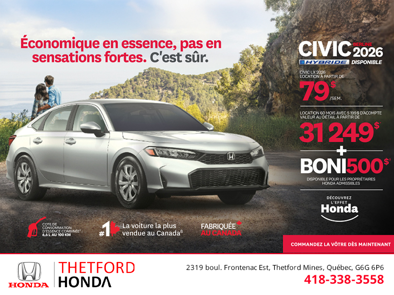 Obtenez le Honda Civic Sedan Hybride 2026 !