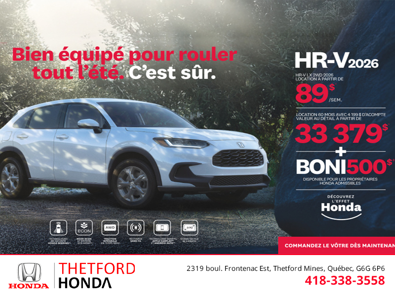 Obtenez le Honda HR-V 2026!