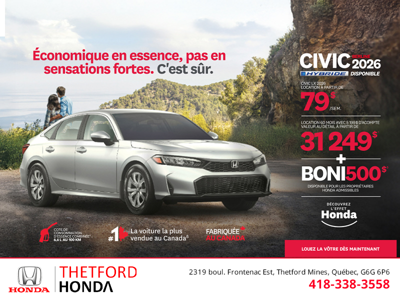 Obtenez le Honda Civic Sedan 2026 !