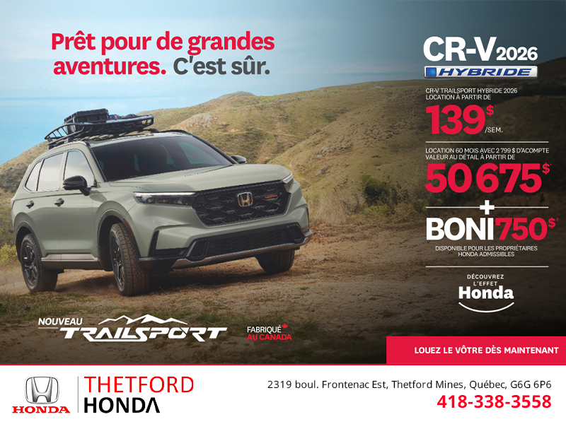 Obtenez le Honda CR-V Hybride 2026!