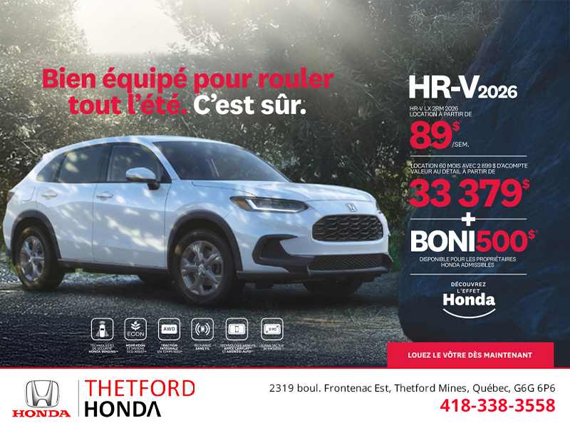 Obtenez le Honda HR-V 2026!