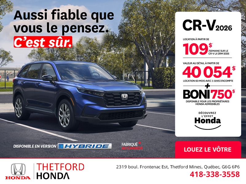 Obtenez le Honda CR-V 2026!