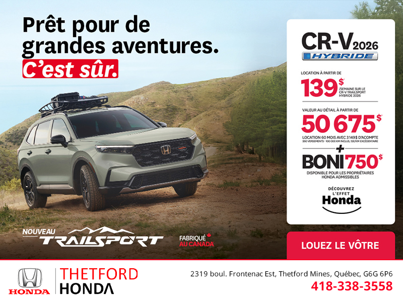 Obtenez le Honda CR-V Hybride 2026!