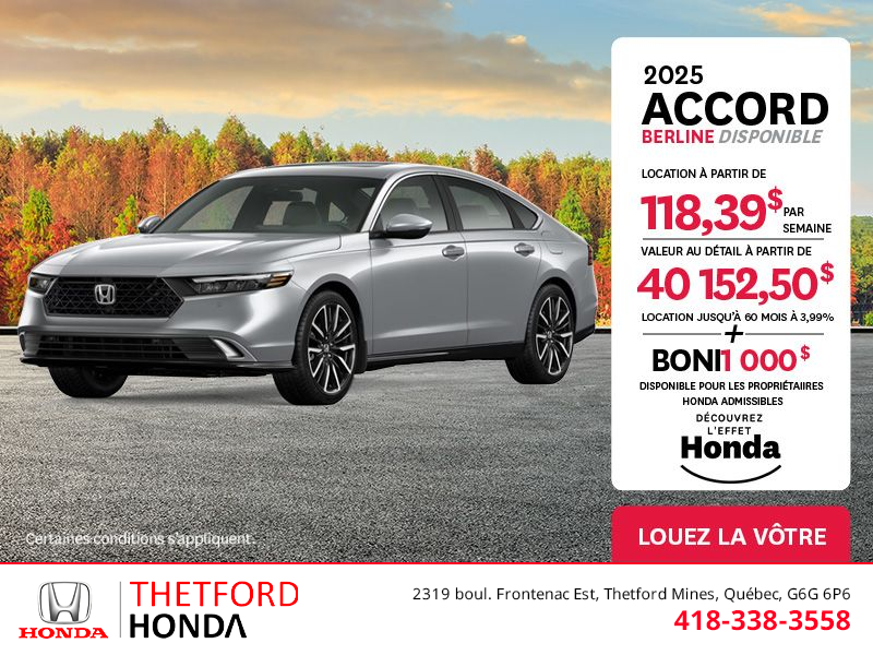 Obtenez la Honda Accord 2025 !