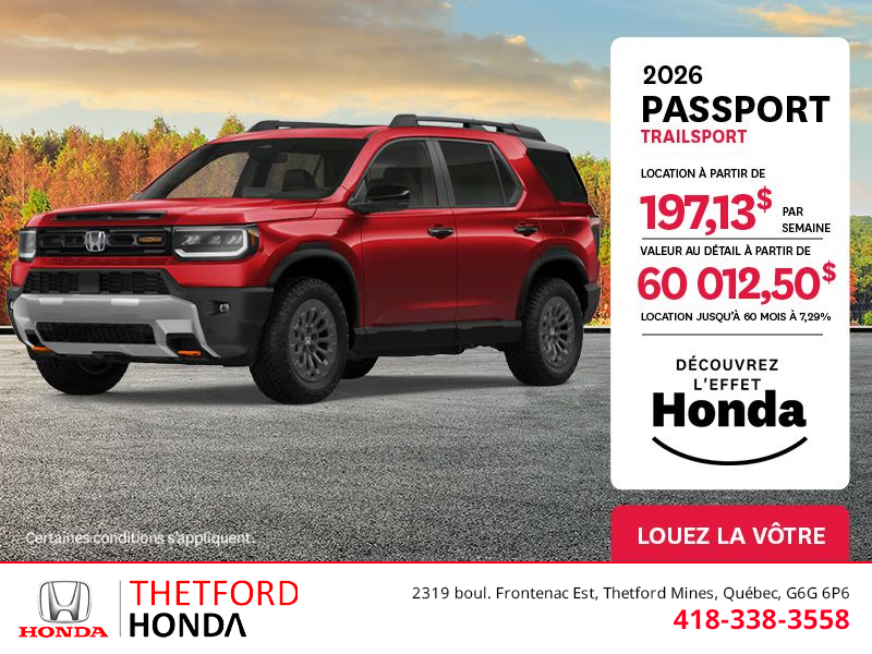 Obtenez le Honda Passport 2026 !
