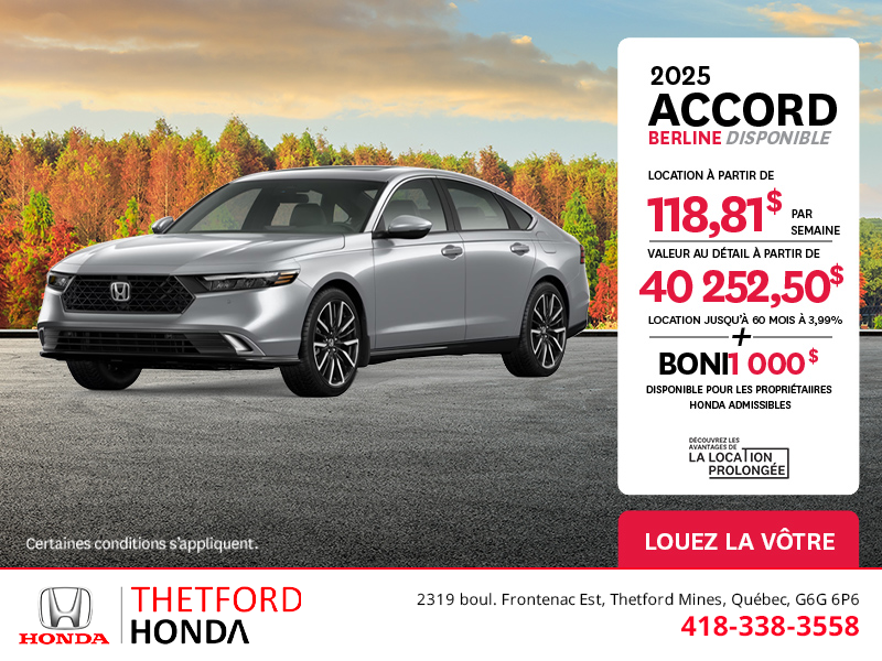 Obtenez la Honda Accord 2025 !