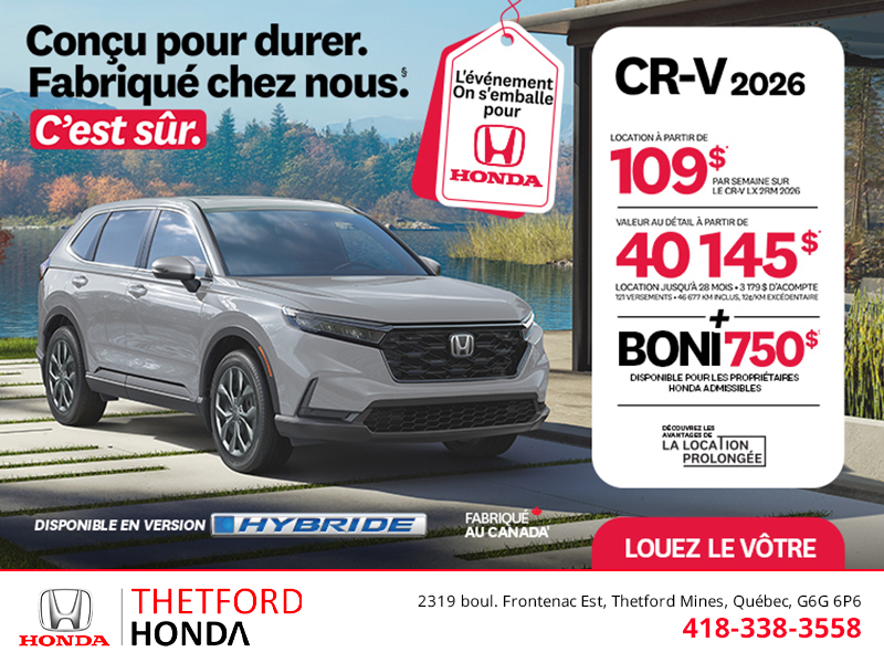 Obtenez le Honda CR-V 2026!