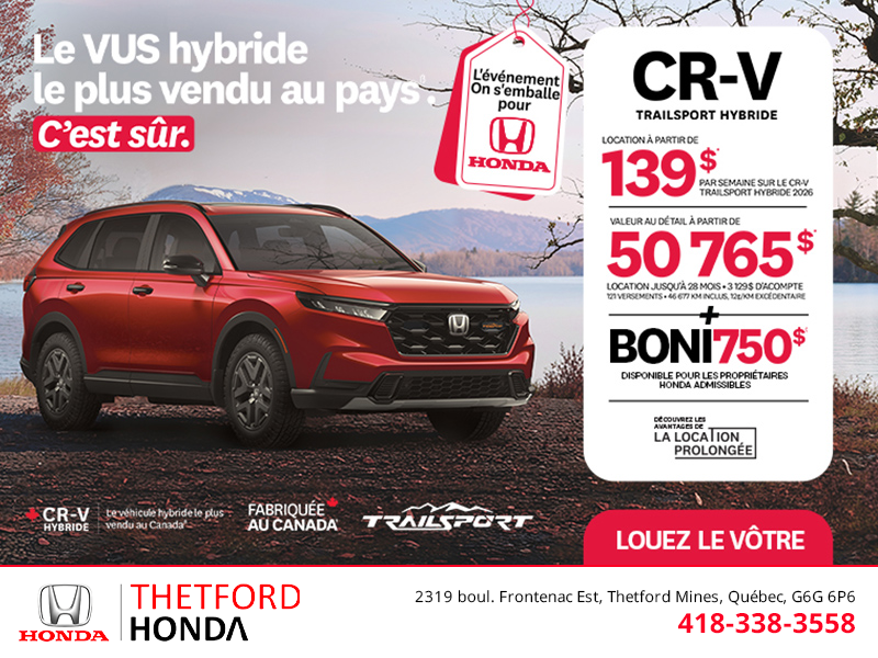 Obtenez le Honda CR-V Hybride 2026!