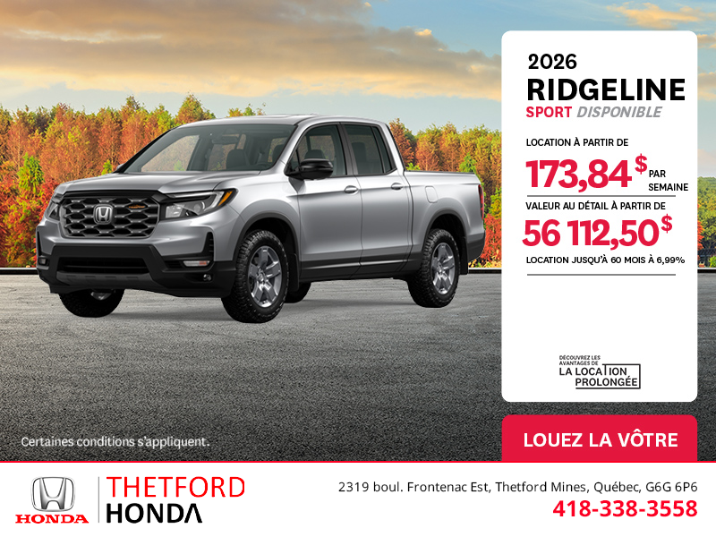 Obtenez le Honda Ridgeline 2025 !