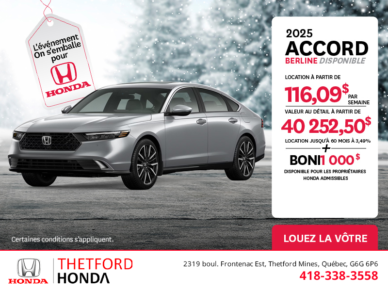 Obtenez la Honda Accord 2025 !